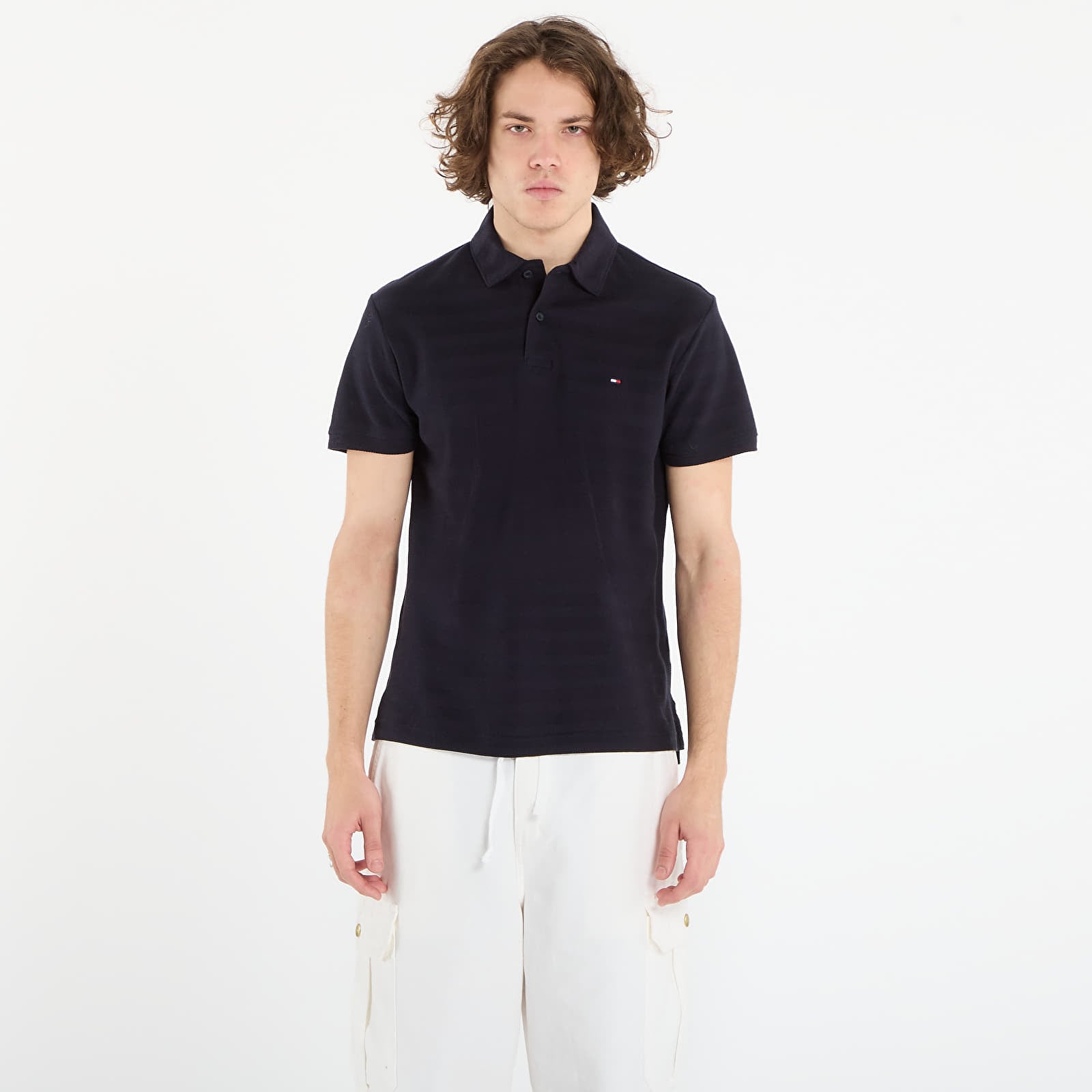 Männer T-Shirts Tommy Hilfiger Ss Herringbone Reg Polo Desert Sky