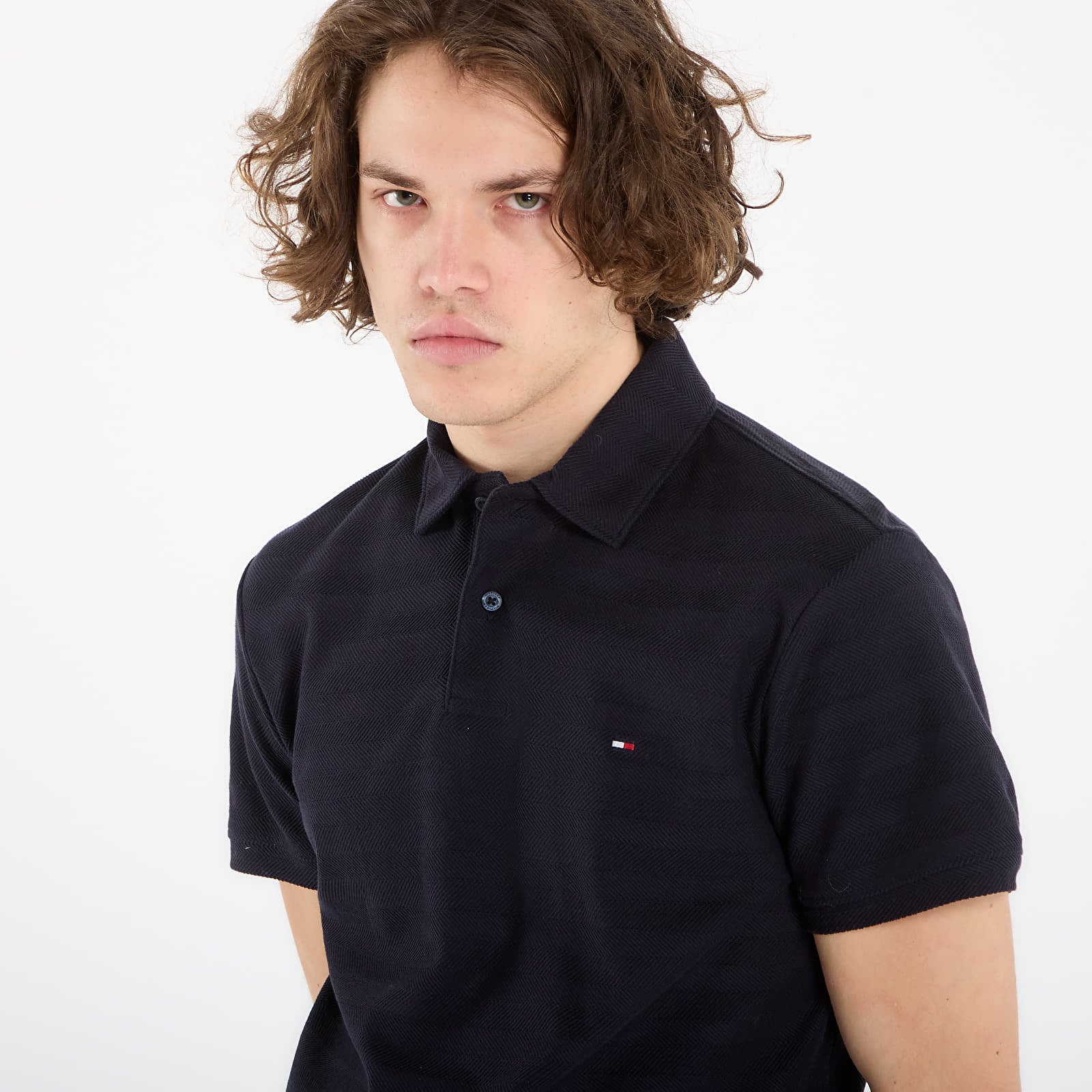 Männer T-Shirts Tommy Hilfiger Ss Herringbone Reg Polo Desert Sky