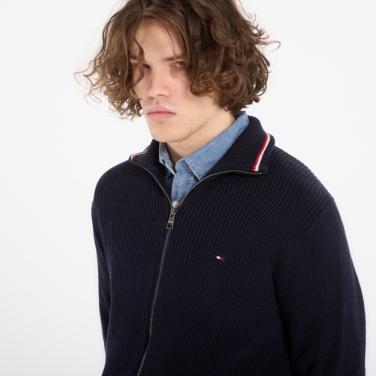 Pullover für Männer Tommy Hilfiger Rwb Rib Zip Through Desert Sky