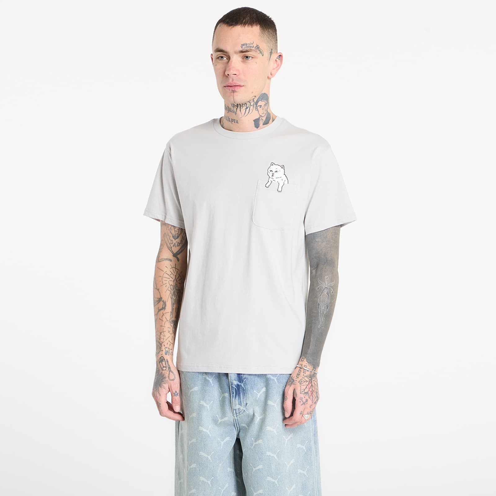 Magliette da uomo RIPNDIP For Sale Pocket Tee Grey