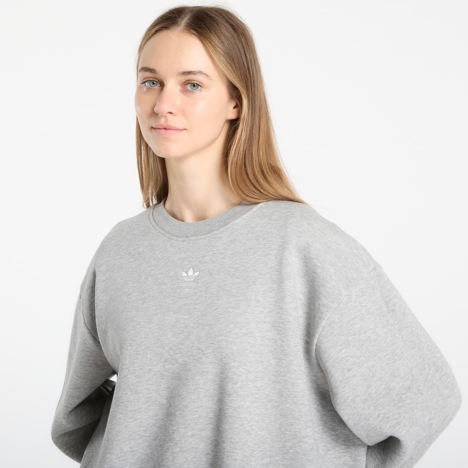 Hoodies and sweatshirts  adidas Ess Crew Fl Os Medium Grey Heather