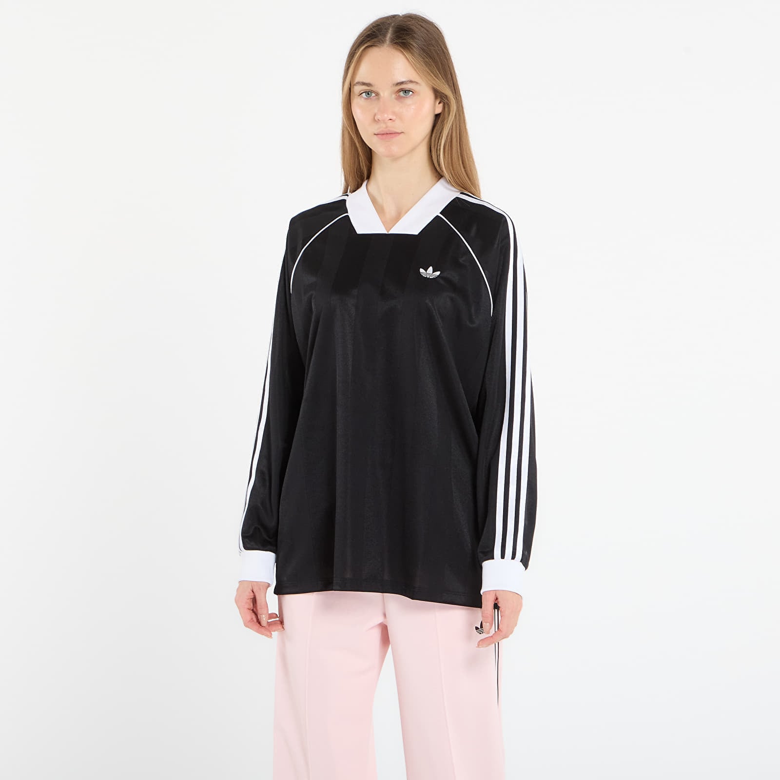 Tricou adidas 3S Jaquard Ls Black M
