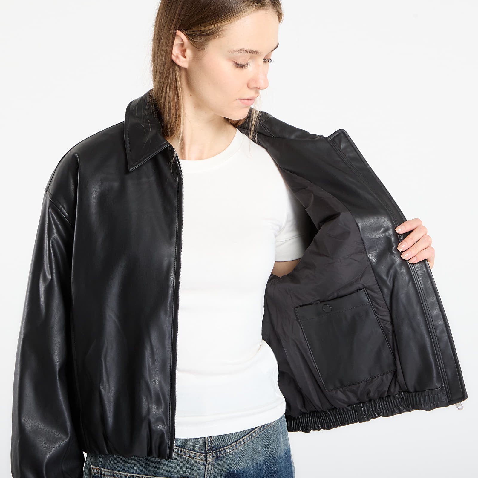 Takit Calvin Klein Jeans Faux Leather Insulated Jacket Black