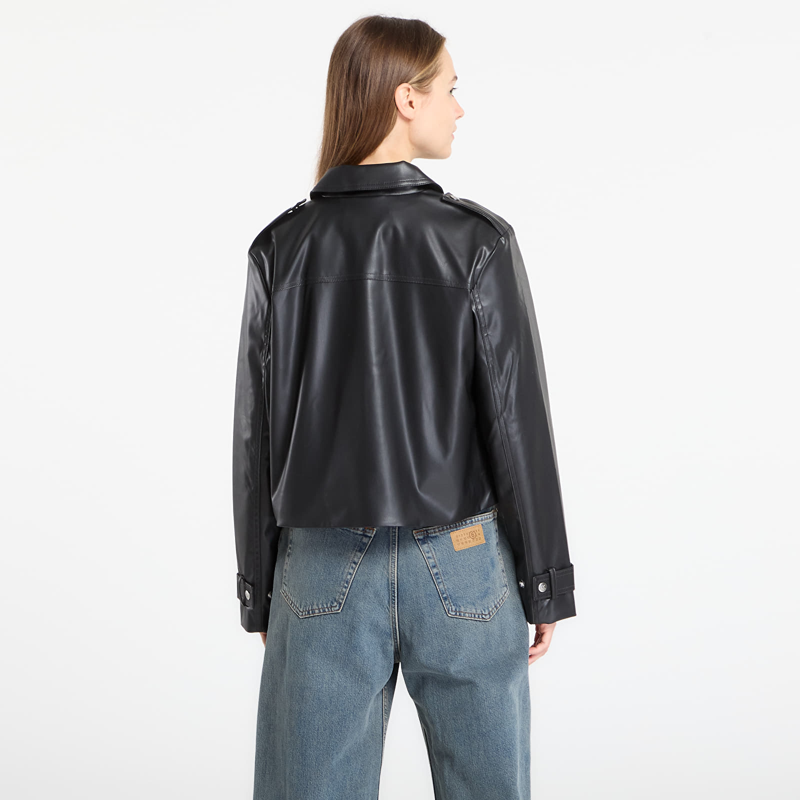 Jakas Calvin Klein Jeans Leather Moto Jacket Black