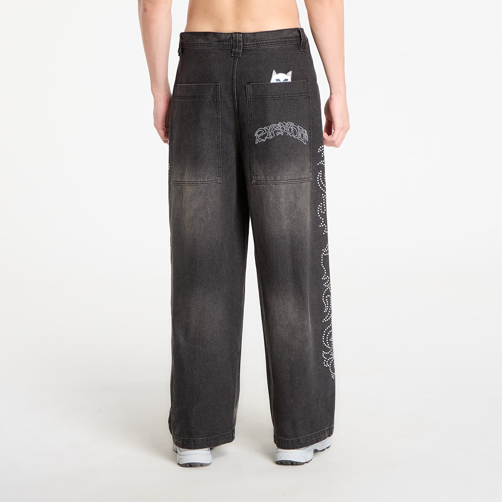 Hosen RIPNDIP Pretty Flacko Extra Wide Leg Pants Black Vintage Wash Denim