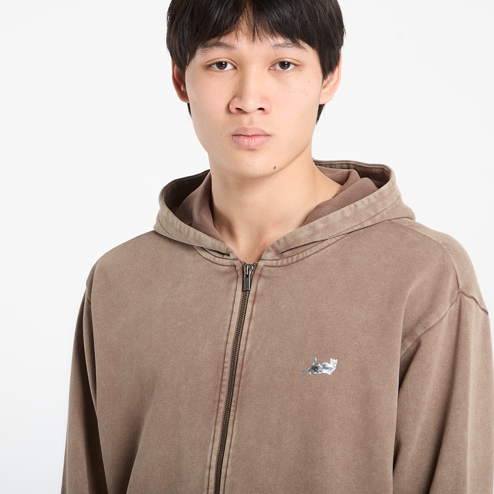 Mikinas ar kapuci un sporta krekli RIPNDIP Castanza Zip Up Hoodie Brown Vintage Wash