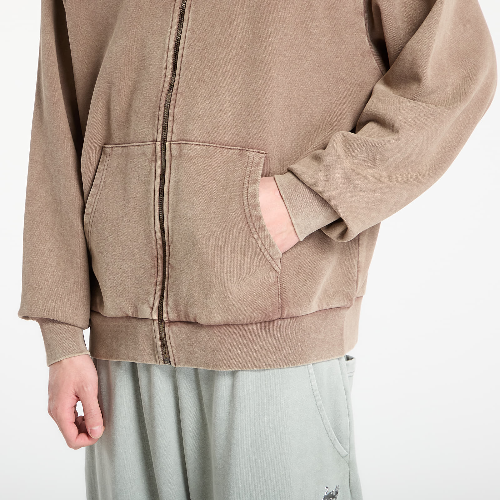 Mikinas ar kapuci un sporta krekli RIPNDIP Castanza Zip Up Hoodie Brown Vintage Wash