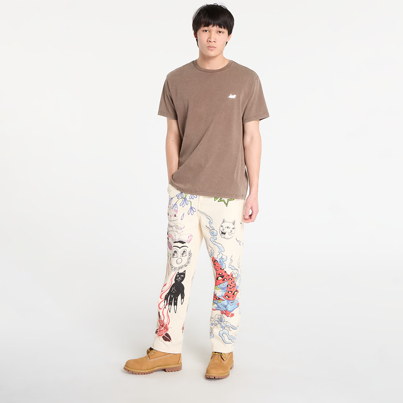 T-krekli RIPNDIP Castanza Short Sleeve Tee Brown Vintage Wash