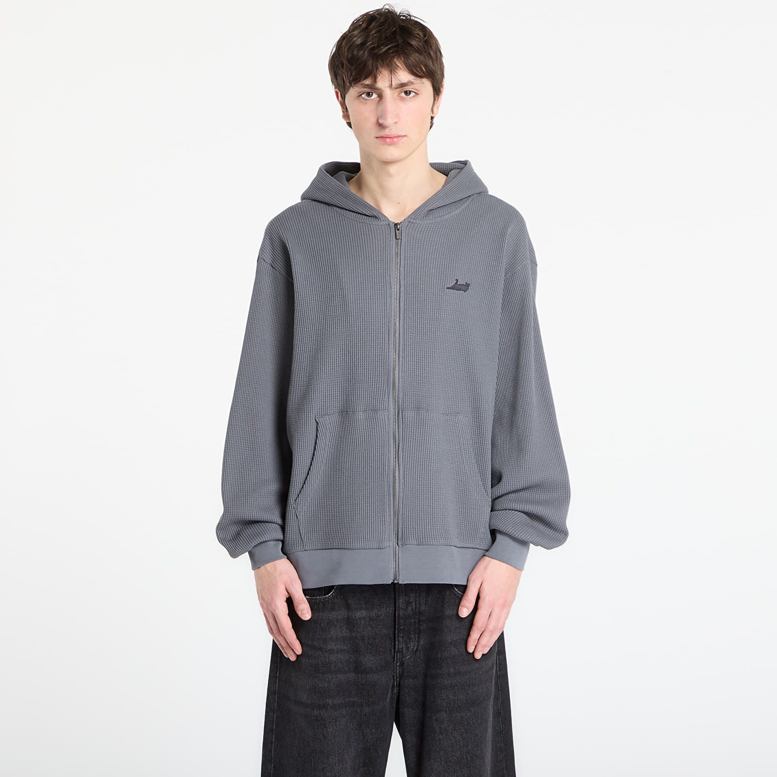 Sweats à capuche homme RIPNDIP Castanza Waffle Knit Zip Up Hoodie Charcoal