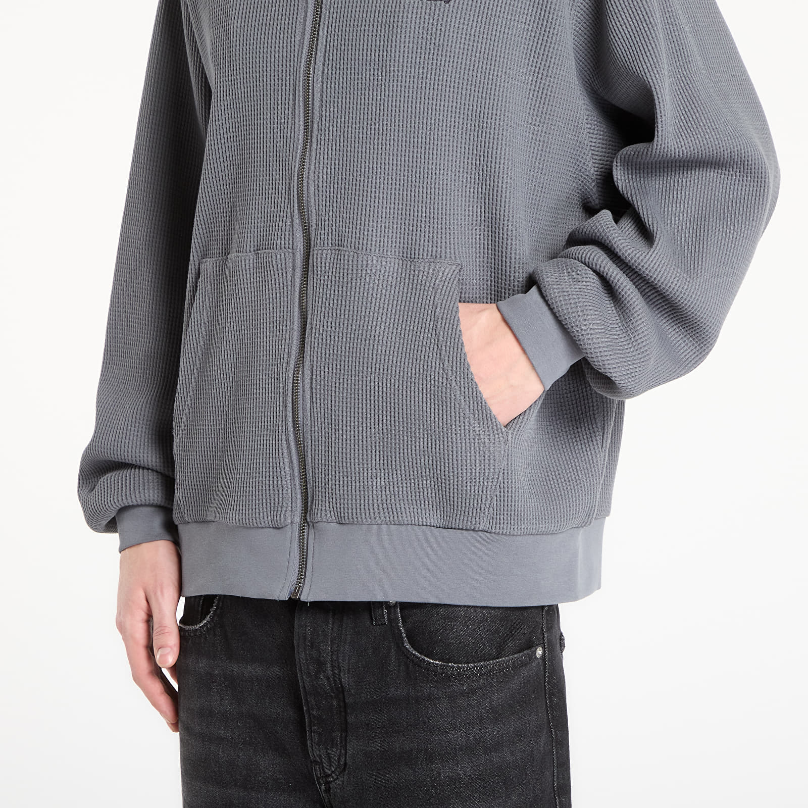 Sweats à capuche homme RIPNDIP Castanza Waffle Knit Zip Up Hoodie Charcoal