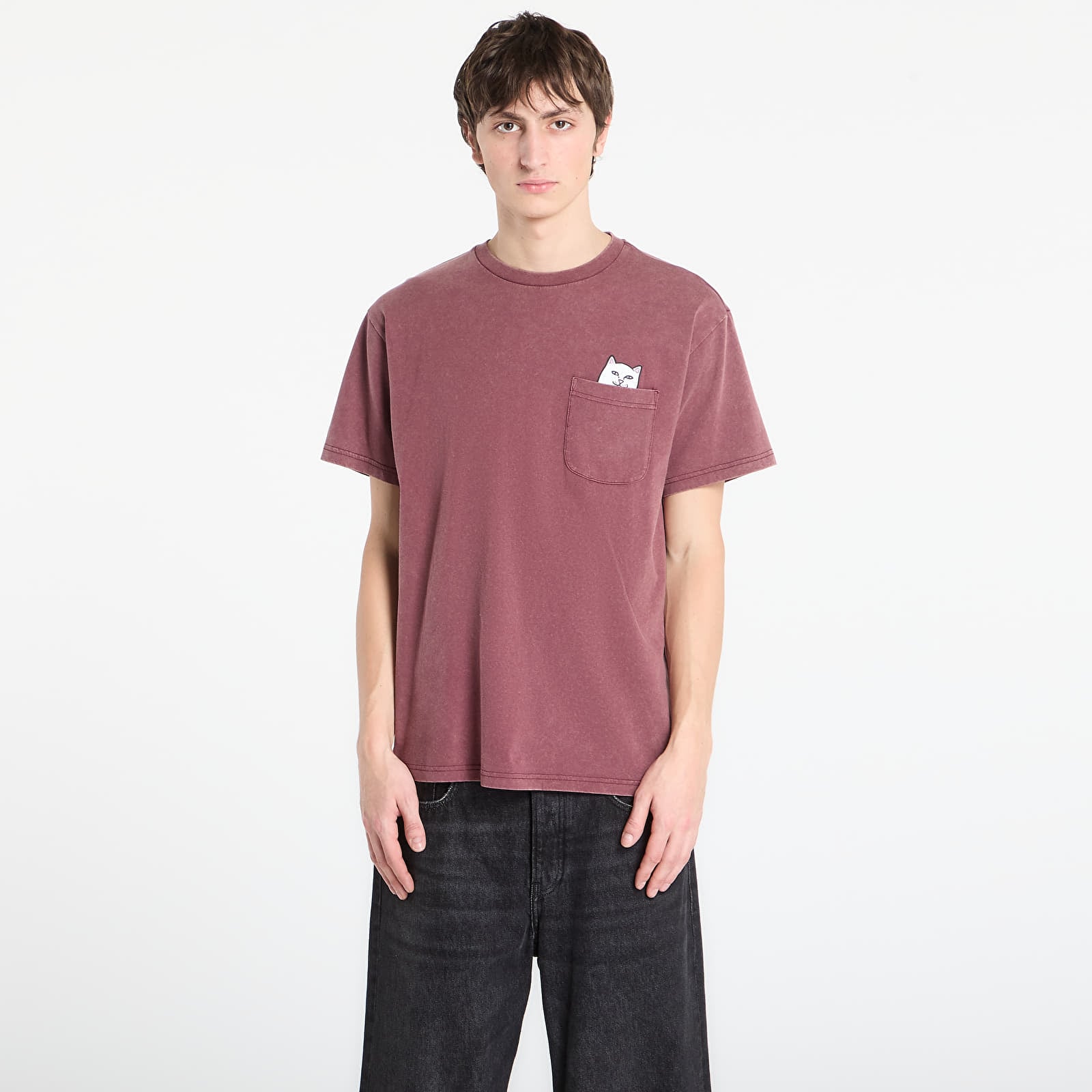 Marškinėliai RIPNDIP Lord Nermal Pocket Tee Burgundy Vintage Wash