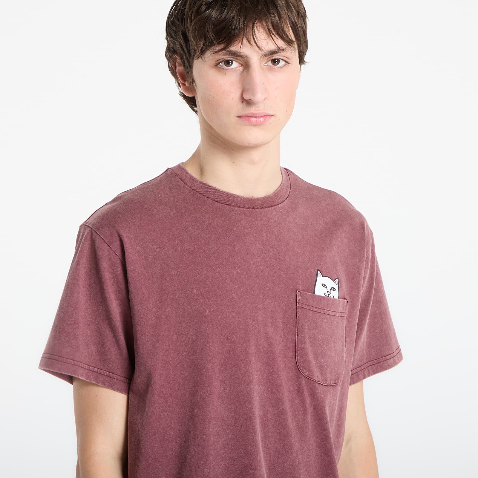 Marškinėliai RIPNDIP Lord Nermal Pocket Tee Burgundy Vintage Wash