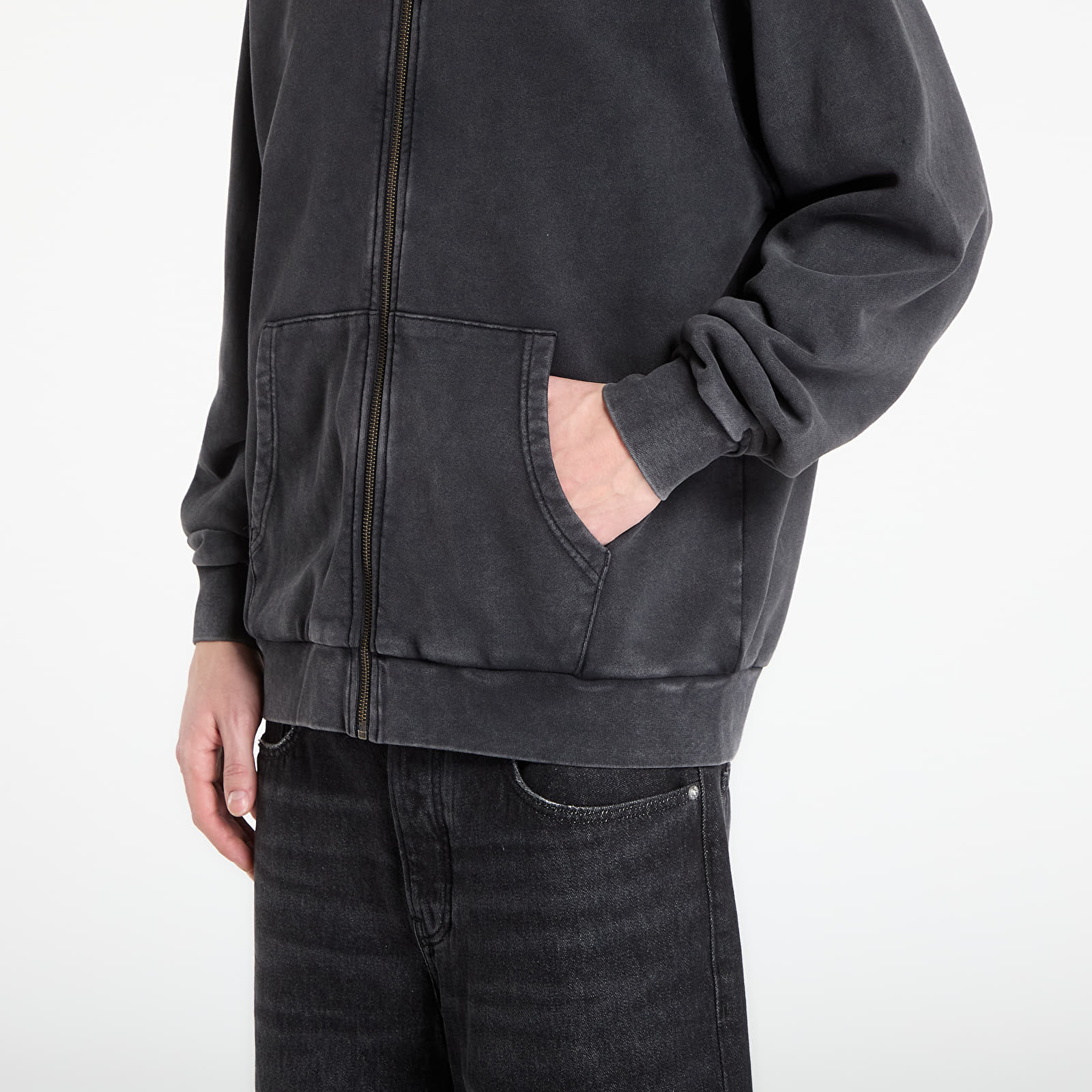 Mikinas ar kapuci un sporta krekli RIPNDIP Castanza Zip Up Hoodie Black Vintage Wash