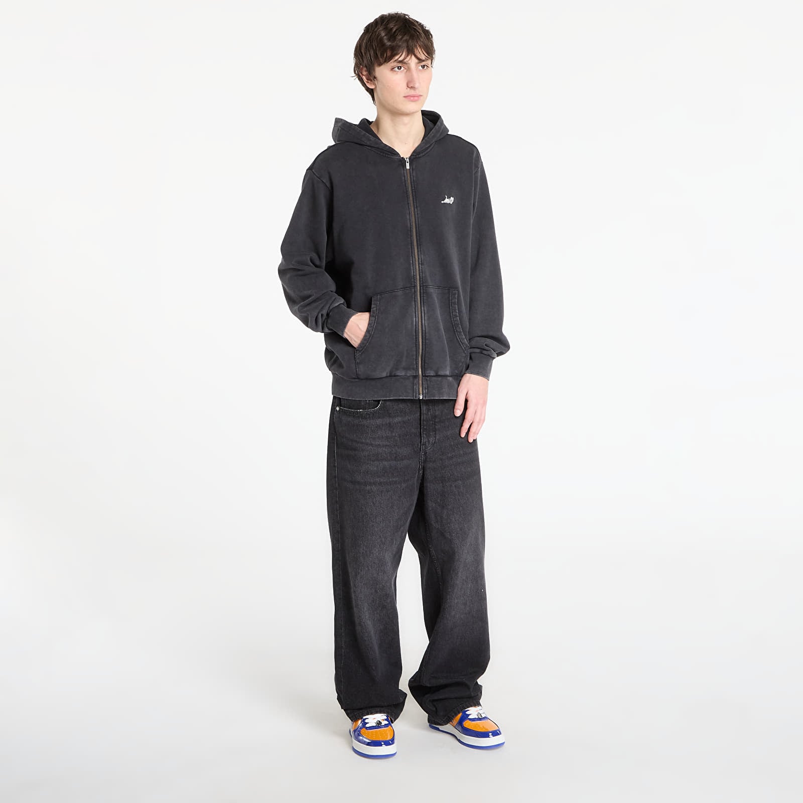 Mikinas ar kapuci un sporta krekli RIPNDIP Castanza Zip Up Hoodie Black Vintage Wash