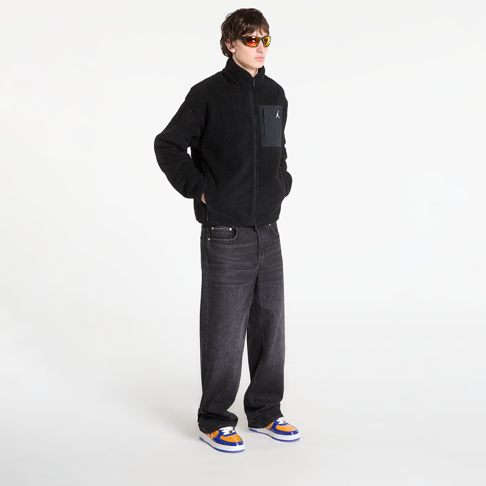 Jacken Jordan Flight Men’s High Pile Shearling Jacket Black/ White