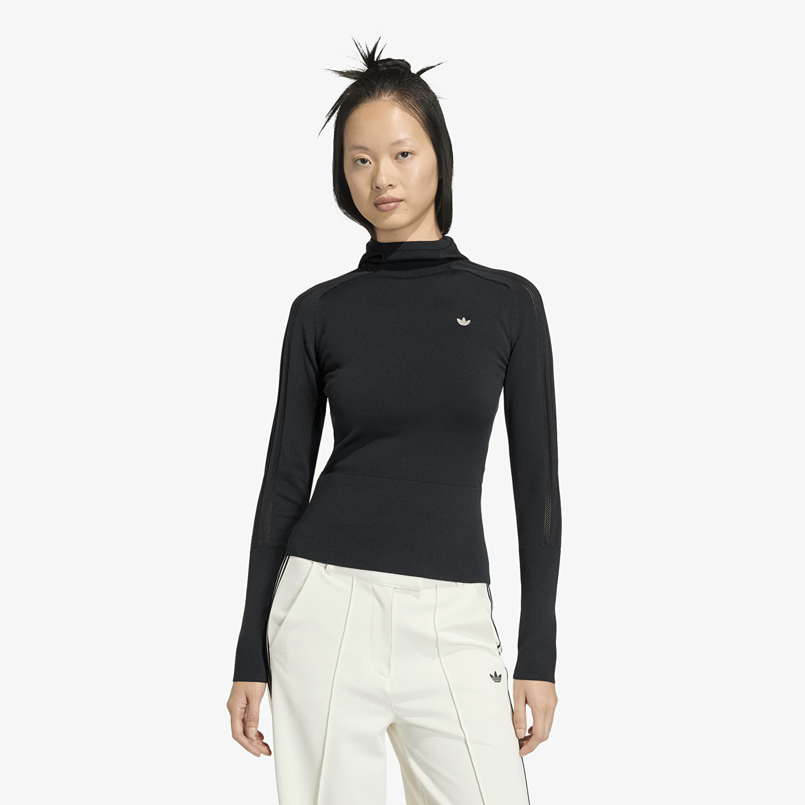 Тениска adidas Knit Hooded Ls Black XS