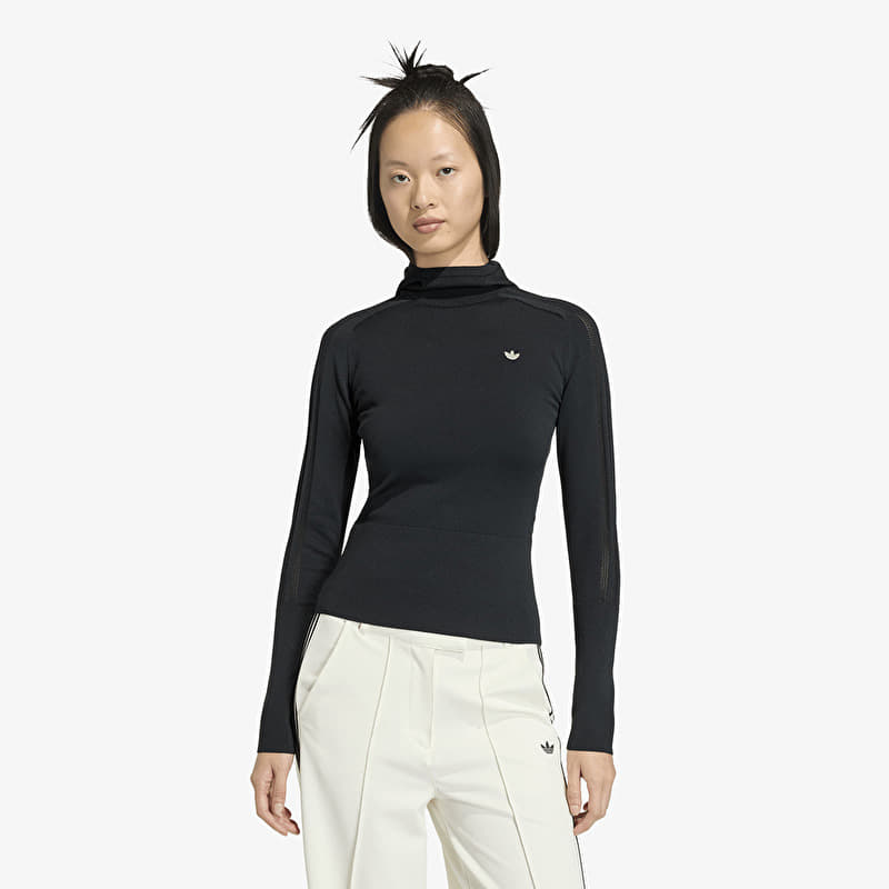T-shirt adidas Knitted Hooded Long Sleeve Black