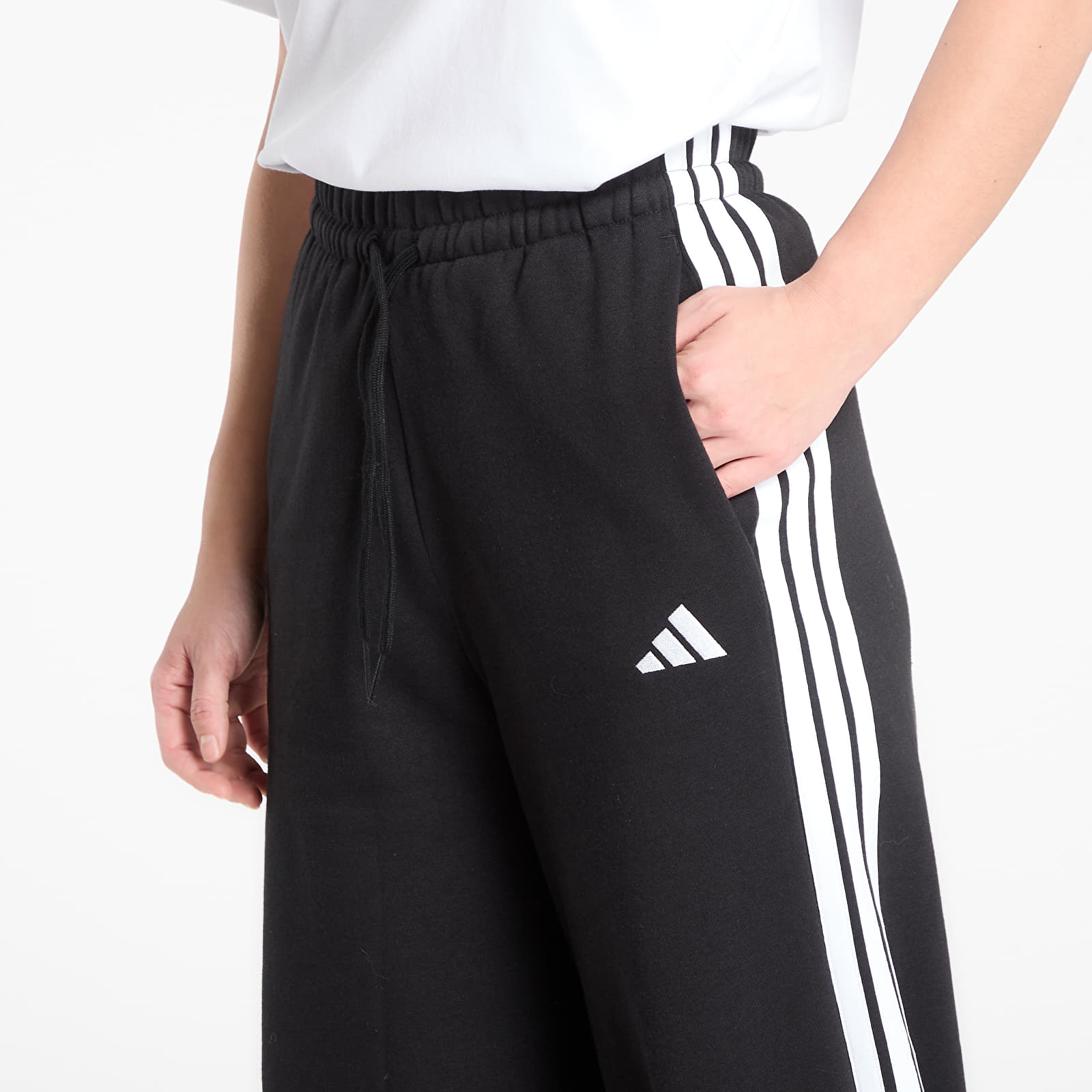 Women's sweatpants adidas 3-Stripes Fleece Wide Pant Black