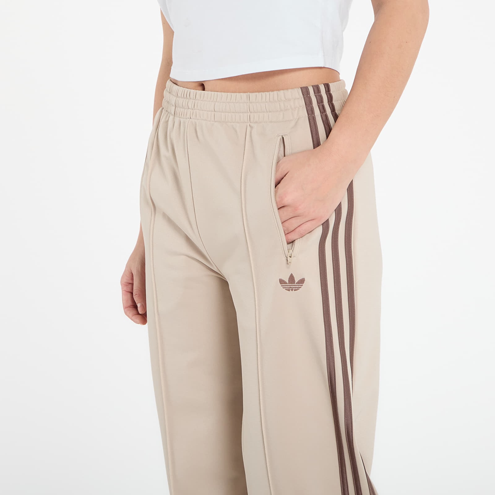 Moteriškos sportinės kelnės adidas Firebird Loose Track Tracksuit Bottoms Stone Khaki/ White