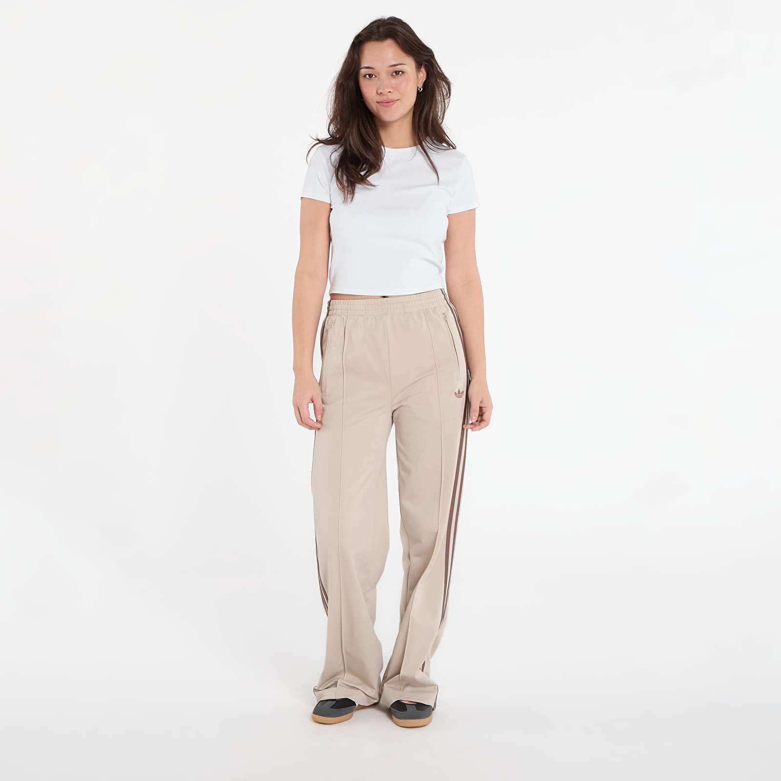 Moteriškos sportinės kelnės adidas Firebird Loose Track Tracksuit Bottoms Stone Khaki/ White