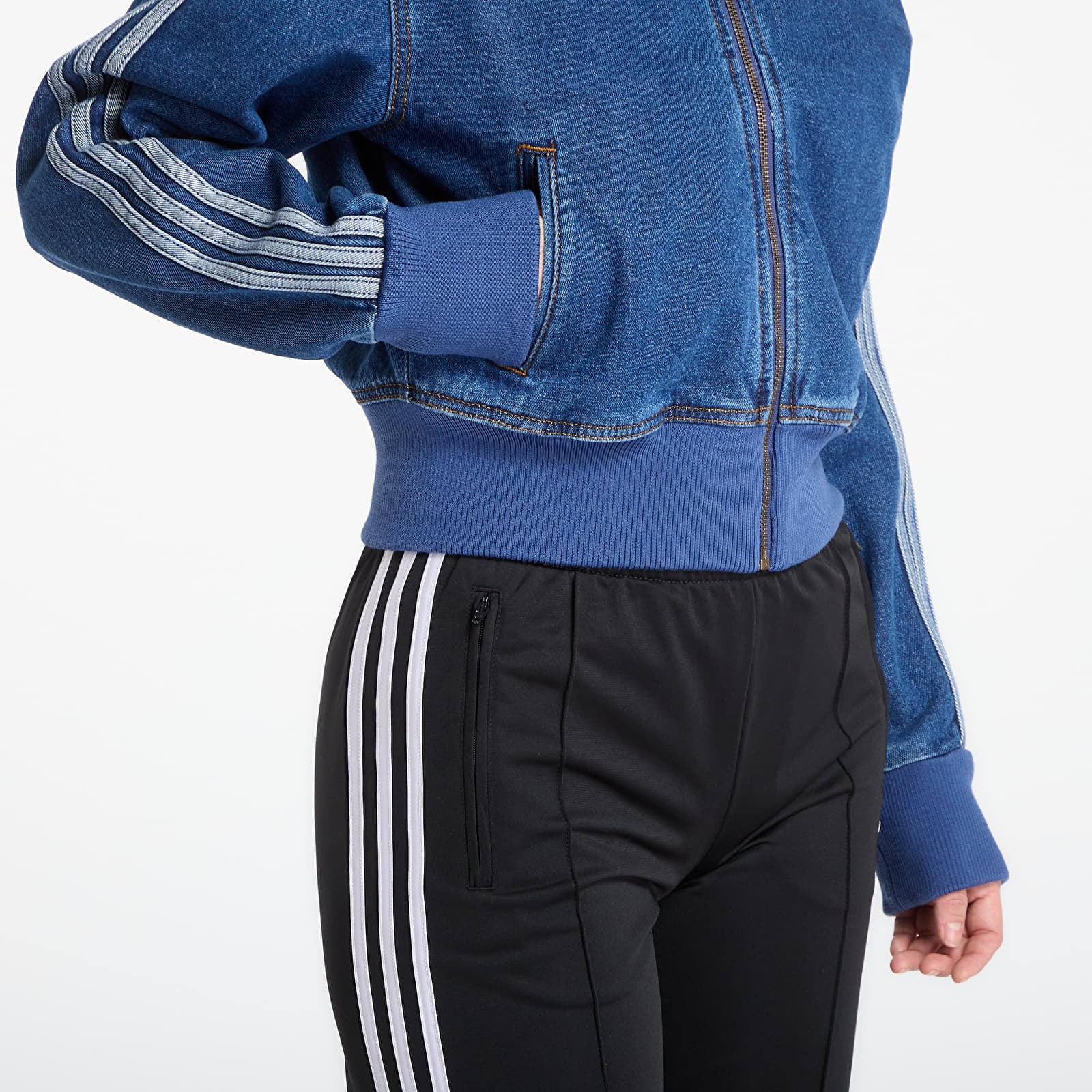 Jackor för kvinnor adidas Firebird Track Top Denim Medium Vintage Denim/ White