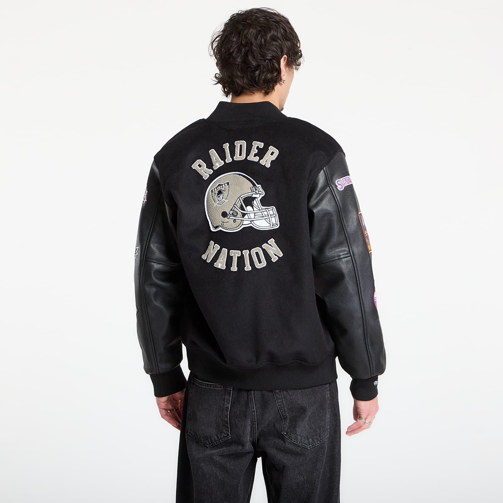 Takit MItchell & Ness NFL Blackout Collection Varsity Jacket Oakland Raiders Black