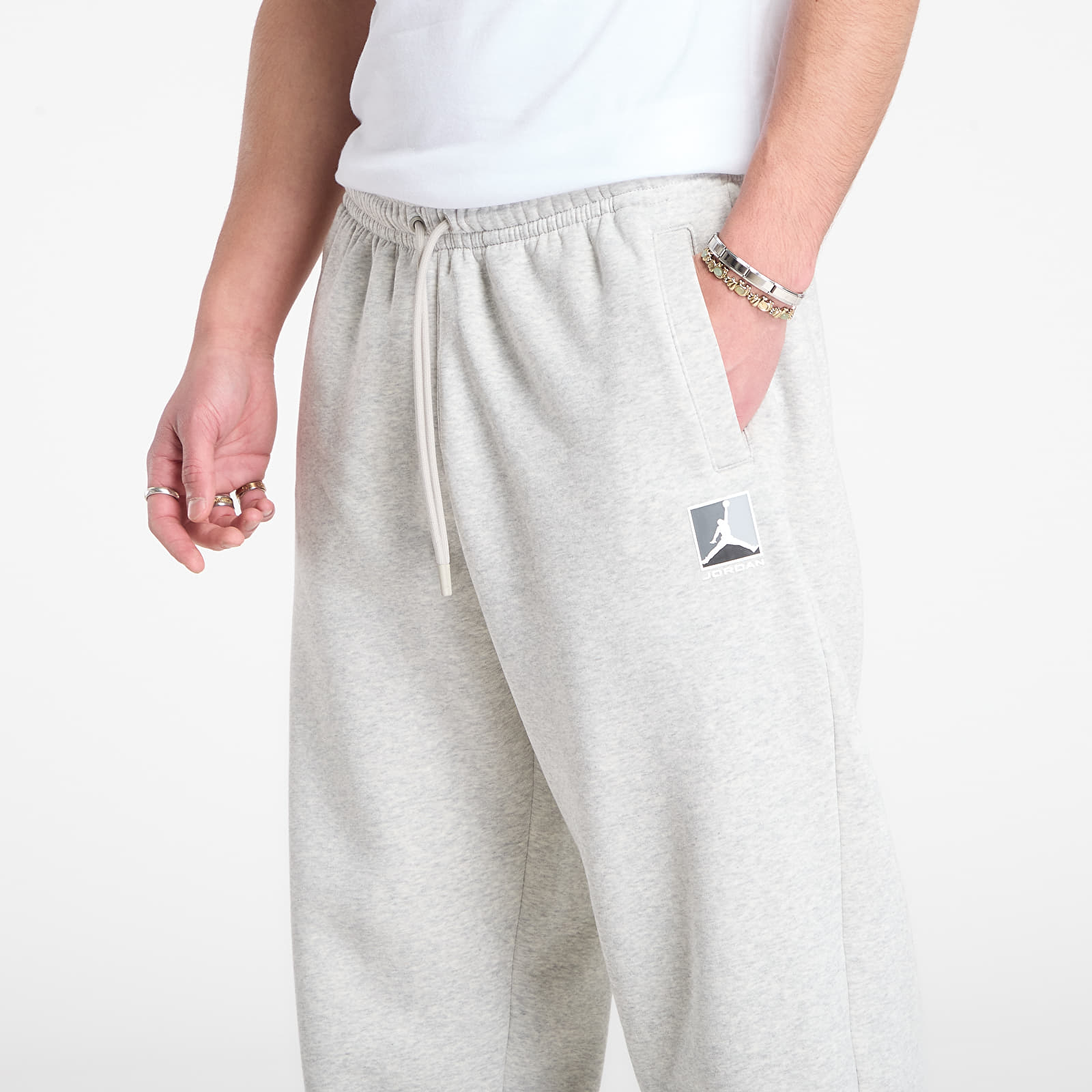 Jogger bikses Jordan Brooklyn Fleece Men's Pants Grey Heather/ Pale Grey/ White