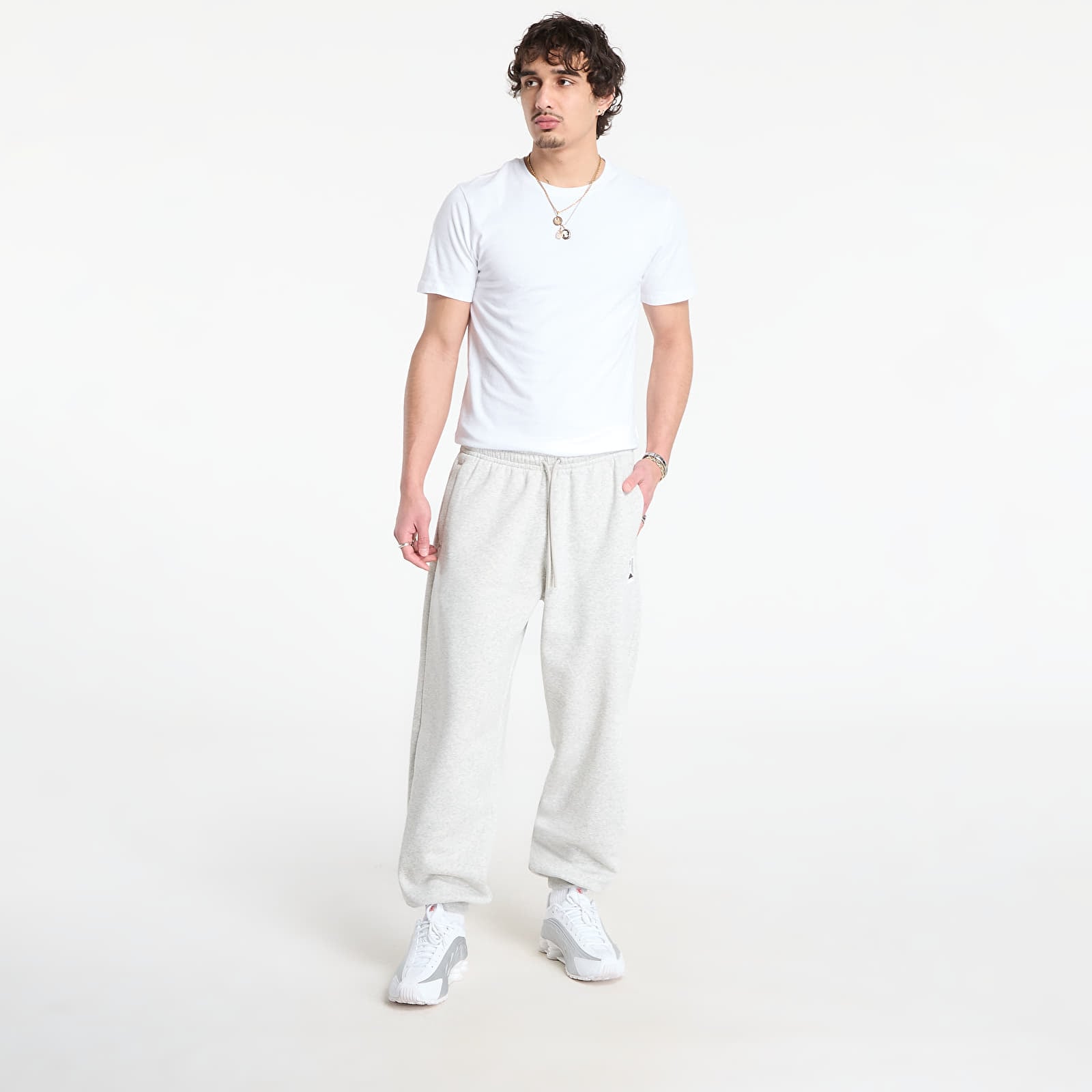 Jogger bikses Jordan Brooklyn Fleece Men's Pants Grey Heather/ Pale Grey/ White