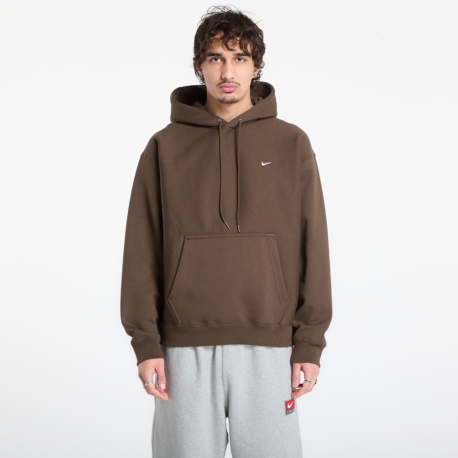Dukserice Nike Solo Swoosh Men's Pullover Hoodie Dark Hazel/ White