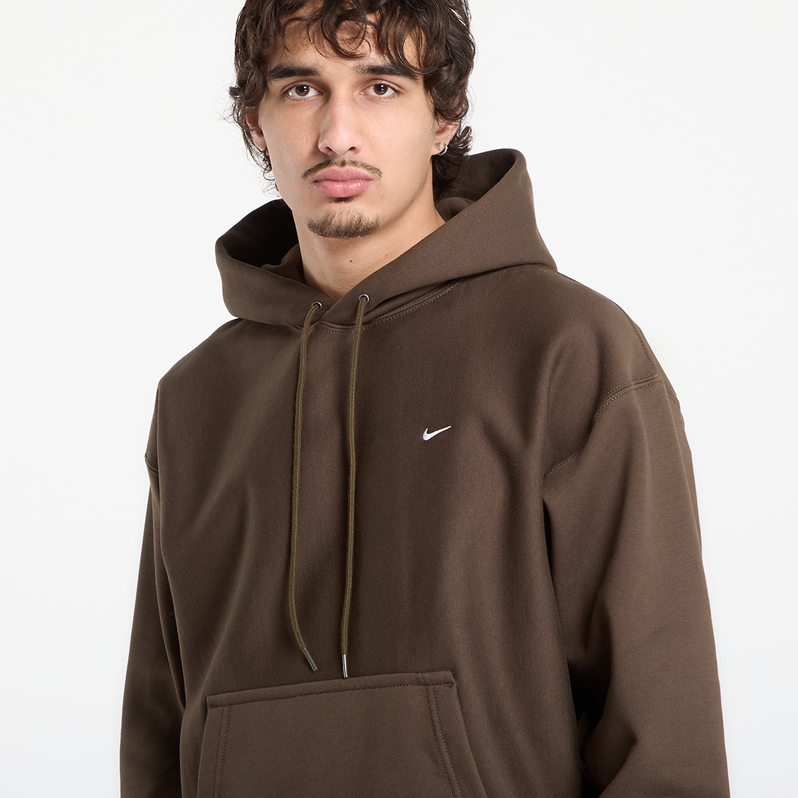 Dukserice Nike Solo Swoosh Men's Pullover Hoodie Dark Hazel/ White