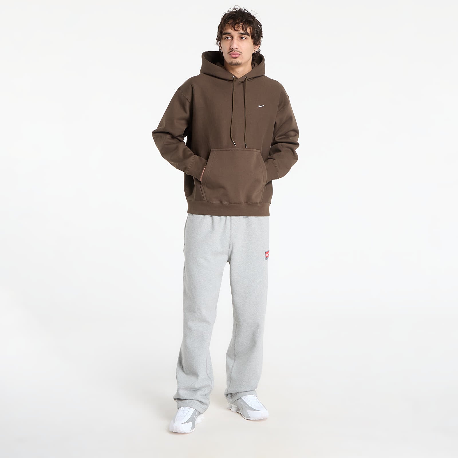 Dukserice Nike Solo Swoosh Men's Pullover Hoodie Dark Hazel/ White