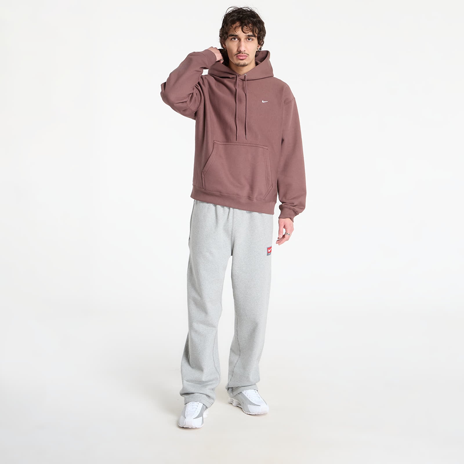 Puloverji   Nike Solo Swoosh Men's Pullover Hoodie Tattoo/ White