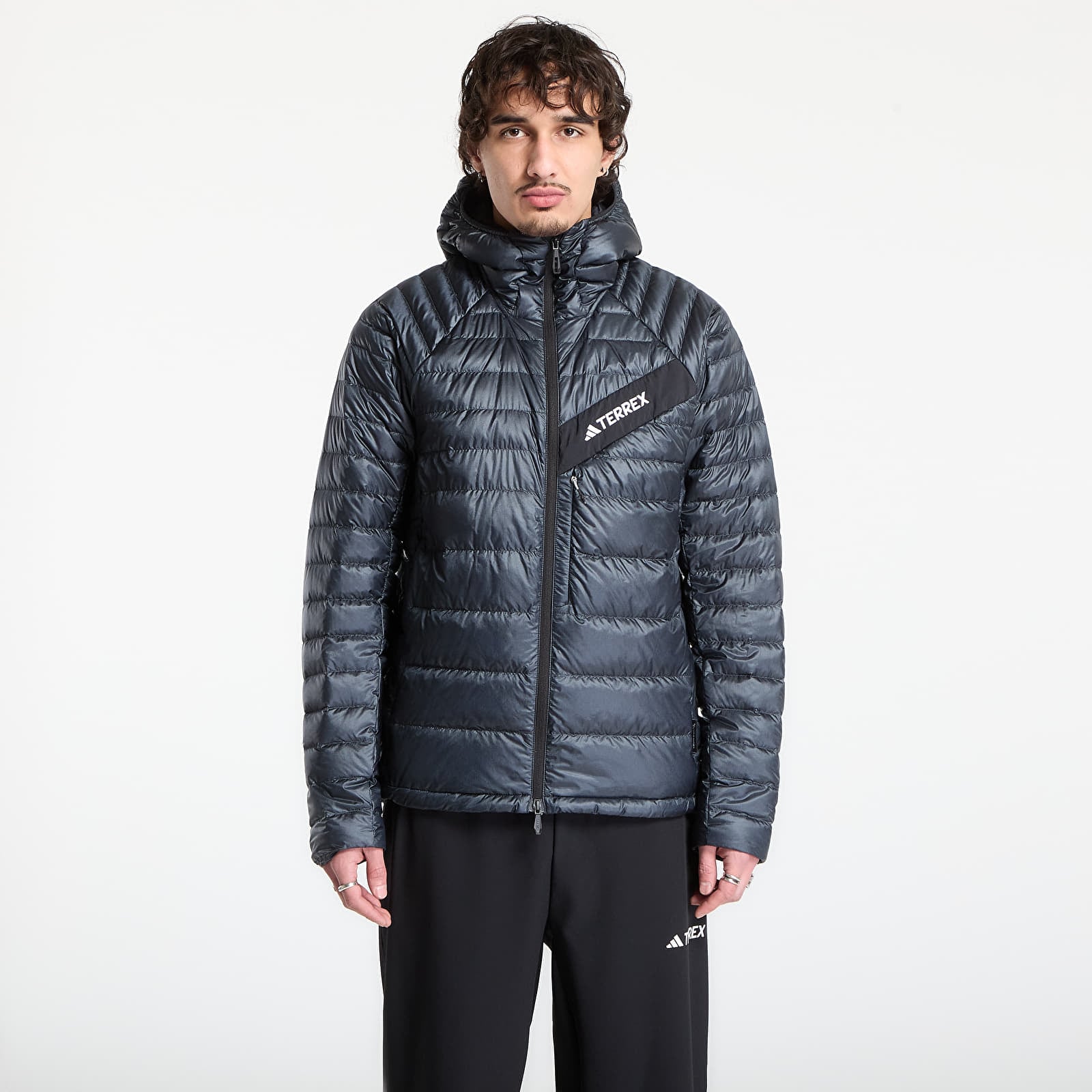 Μπουφάν adidas Terrex Techrock CLIMAWARM+ Down Hooded Jacket Carbon