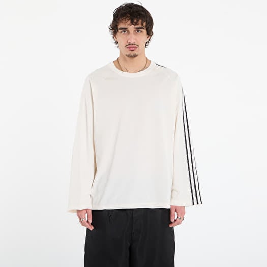 T-Shirt Y-3 Raw Edge 3 Stripes Long Sleeve Long-Sleeve Top Chalk White