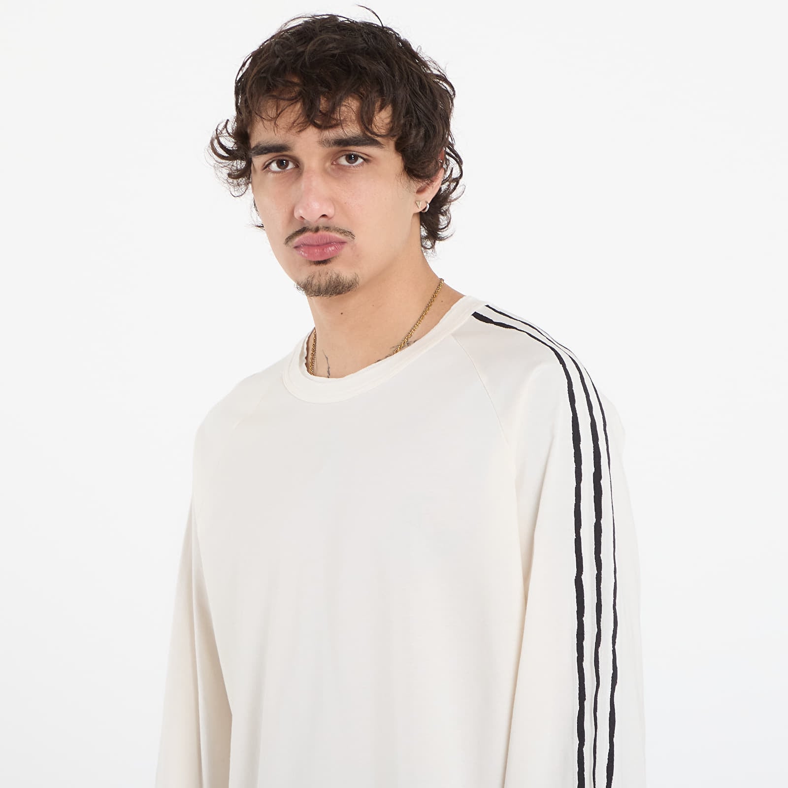 T-Shirts Y-3 Raw Edge 3 Stripes Long Sleeve Long-Sleeve Top Chalk White