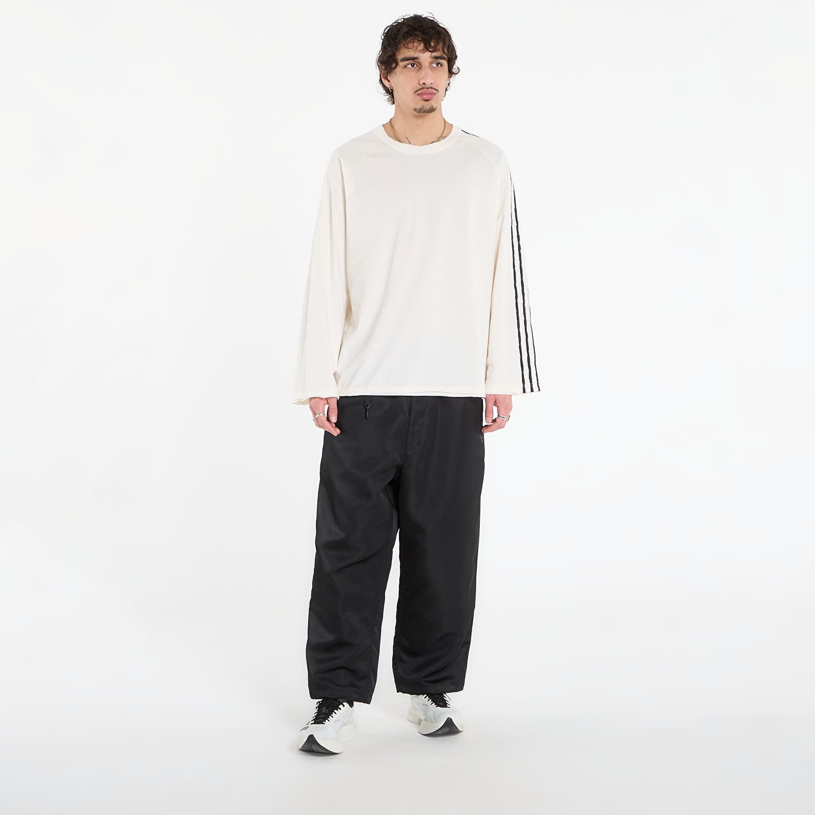 T-Shirts Y-3 Raw Edge 3 Stripes Long Sleeve Long-Sleeve Top Chalk White