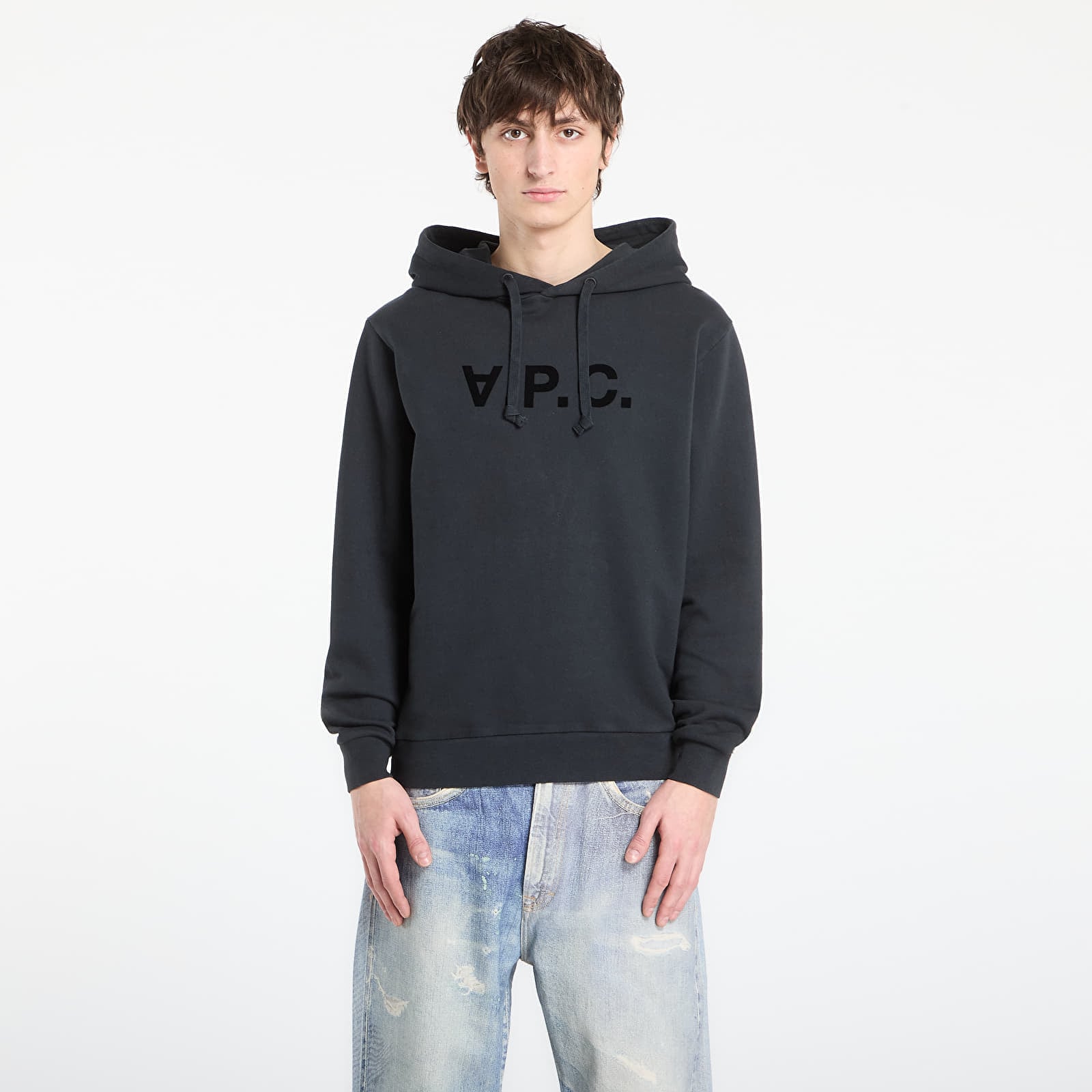 Sweatshirt A.P.C. Standard Hoodie With Large Vpc UNISEX Faded Indigo/ Ecru L
