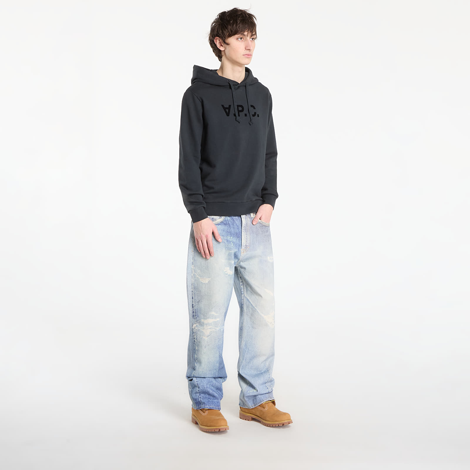 Регланы и толстовки A.P.C. Standard Hoodie With Large Vpc UNISEX Faded Indigo/ Ecru