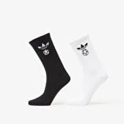 adidas Football Embroidered Crew Socks 2 Pairs White/ Black