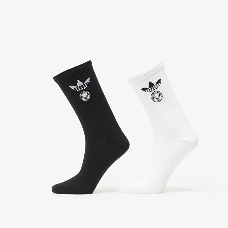 Sukat adidas Football Embroidered Crew Socks 2 Pairs White/ Black