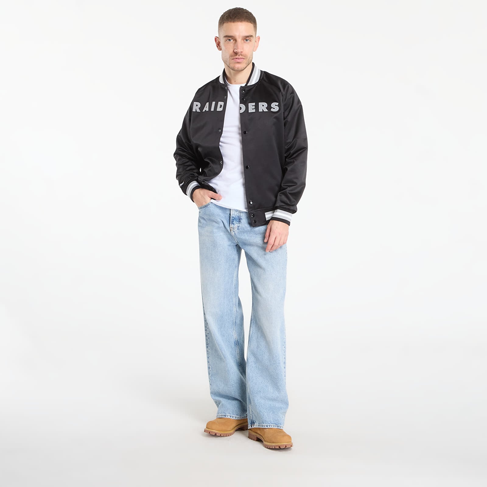 Takit Mitchell & Ness NFL Lightweight Satin Jacket Vintage Logo Raiders Black