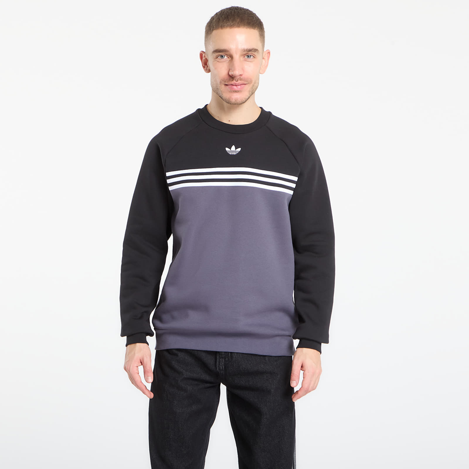 Sweatshirt adidas Chest Stripes Crewneck Sweatshirt Aurora Onix/ White M
