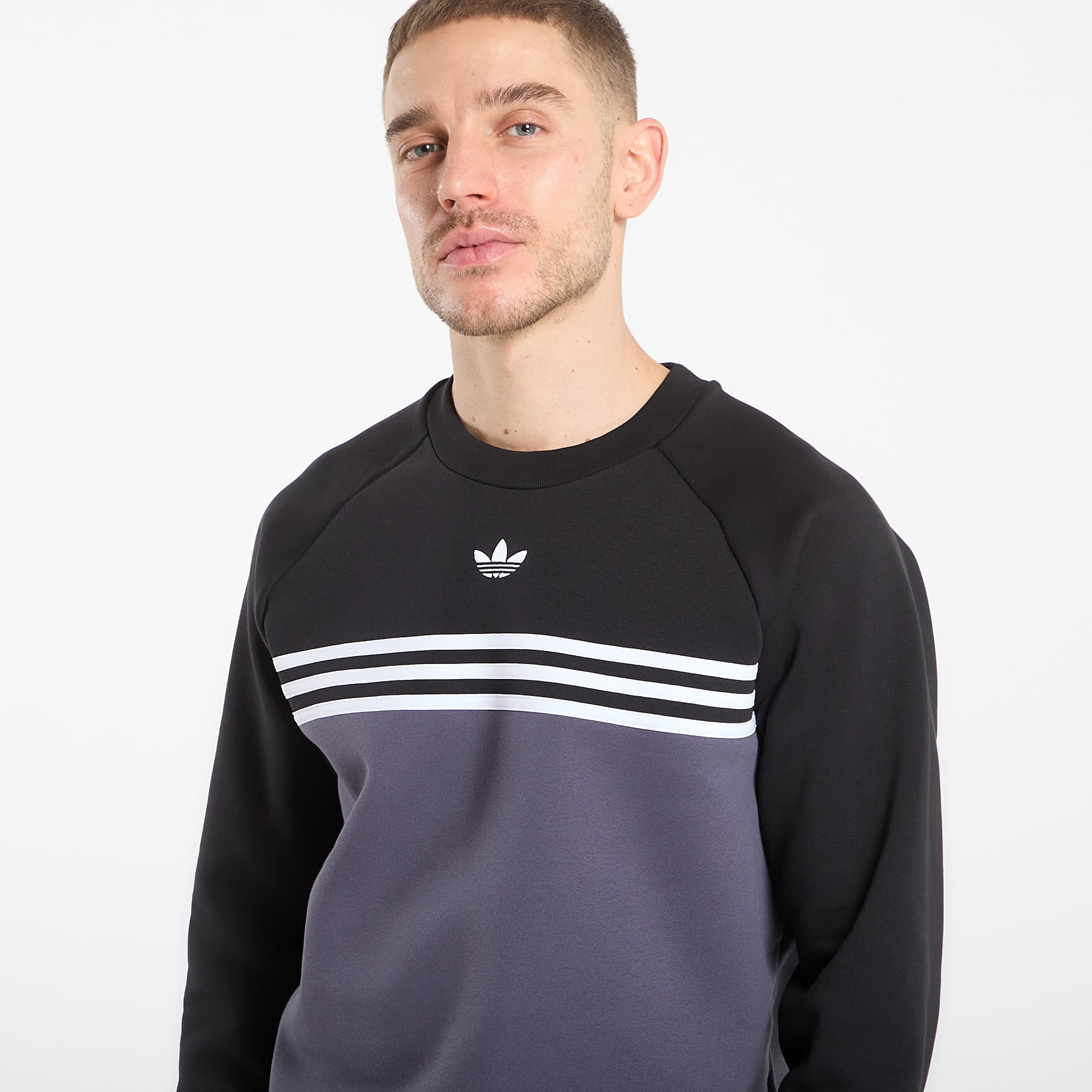 Hoodies e sweatshirts adidas Chest Stripes Crewneck Sweatshirt Aurora Onix/ White