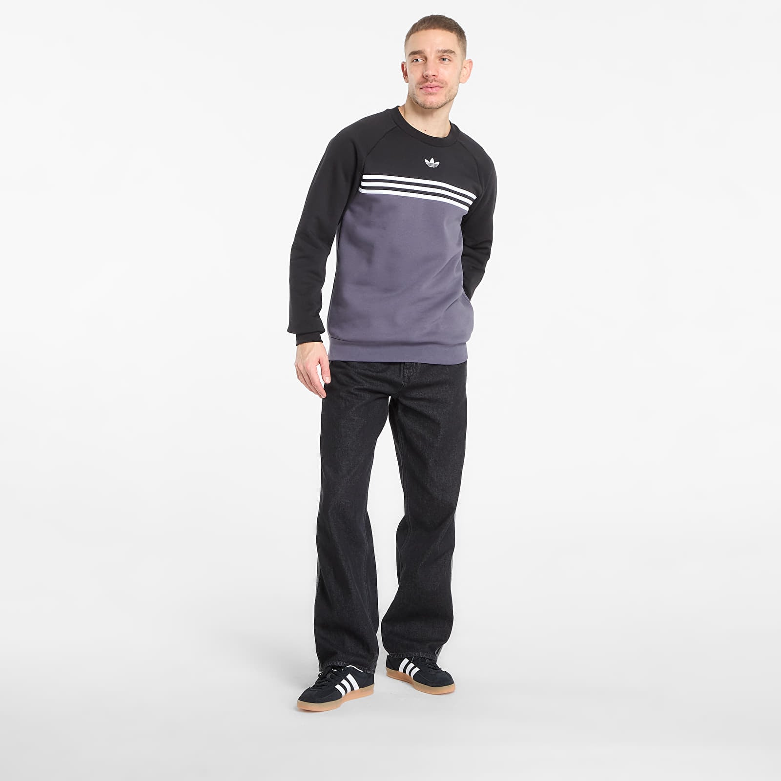 Hoodies e sweatshirts adidas Chest Stripes Crewneck Sweatshirt Aurora Onix/ White