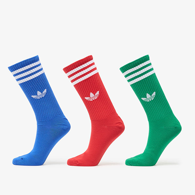 Șosete adidas 3-Stripes High Crew Socks 3 Pairs Blue/ Better Scarlet/ Green
