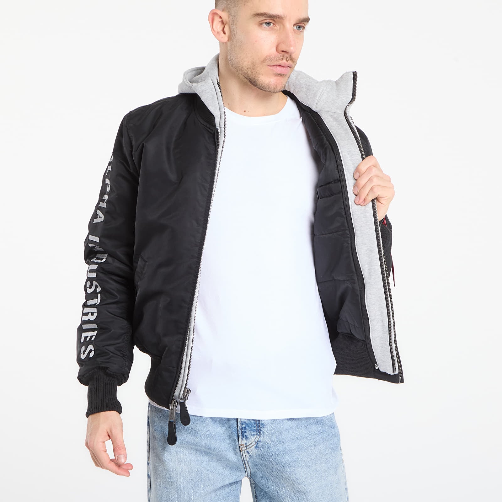 Herrenjacken Alpha Industries MA-1 D-Tec SE Black / Grey