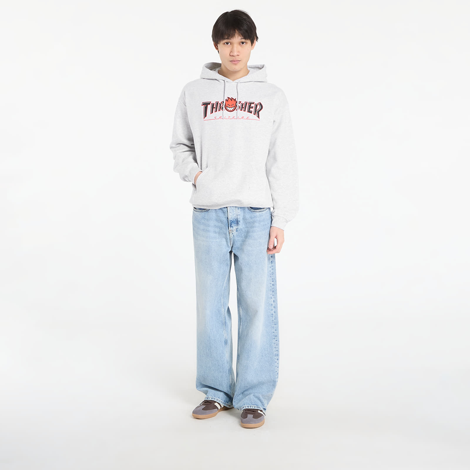 Φούτερ Thrasher x Spitfire Big Head Outline Hoodie Ash Grey