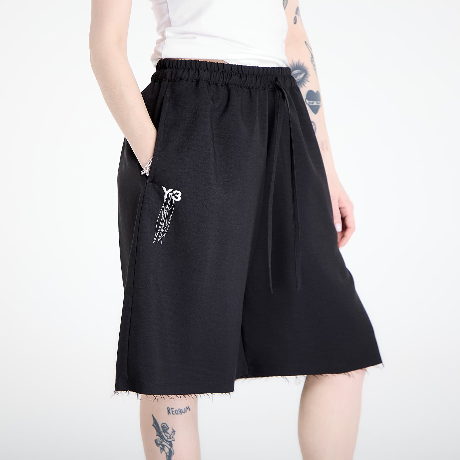 Shorts Y-3 Sport Uniform Raw Cut 3 Stripes Shorts Black