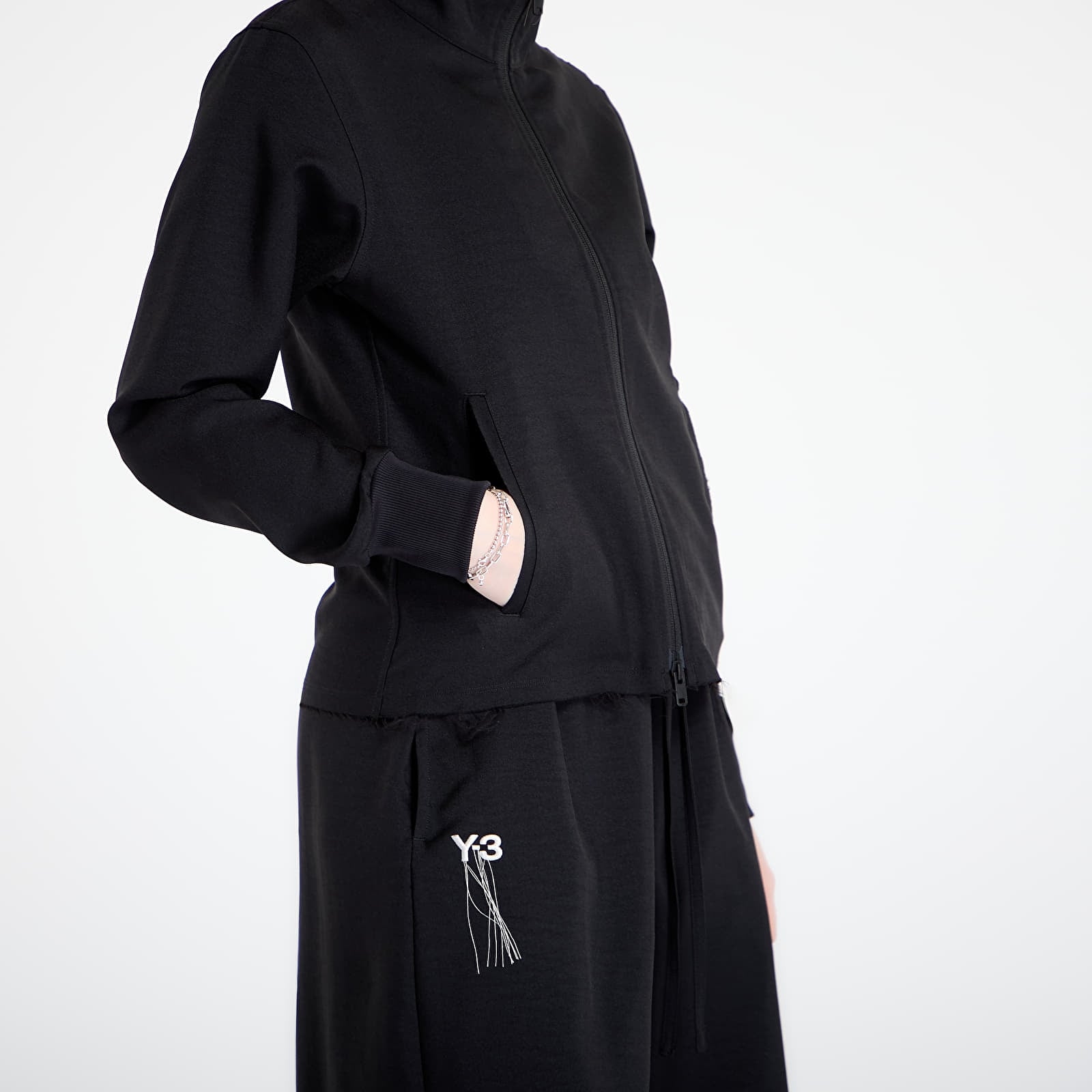 Jacken Y-3 Sport Uniform Raw Cut 3 Stripes Track Top Black/ Black