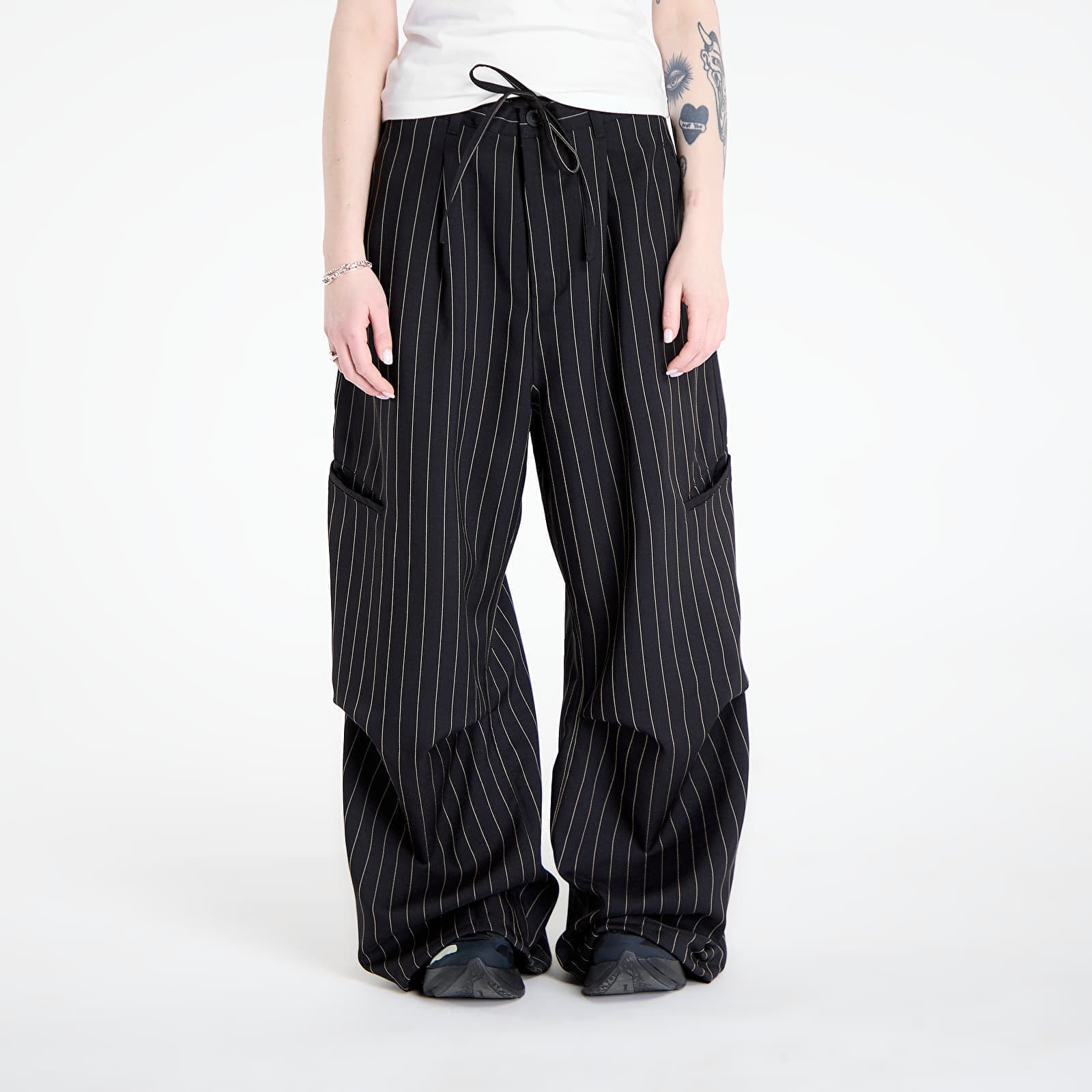 Kalhoty Y-3 Pinstripe Ut Straight Leg Trousers Black M